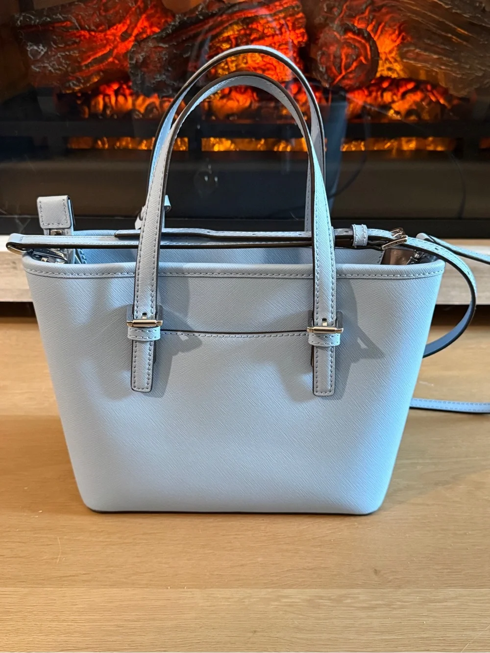Michael Kors Light Blue Saffiano Crossbody Tote